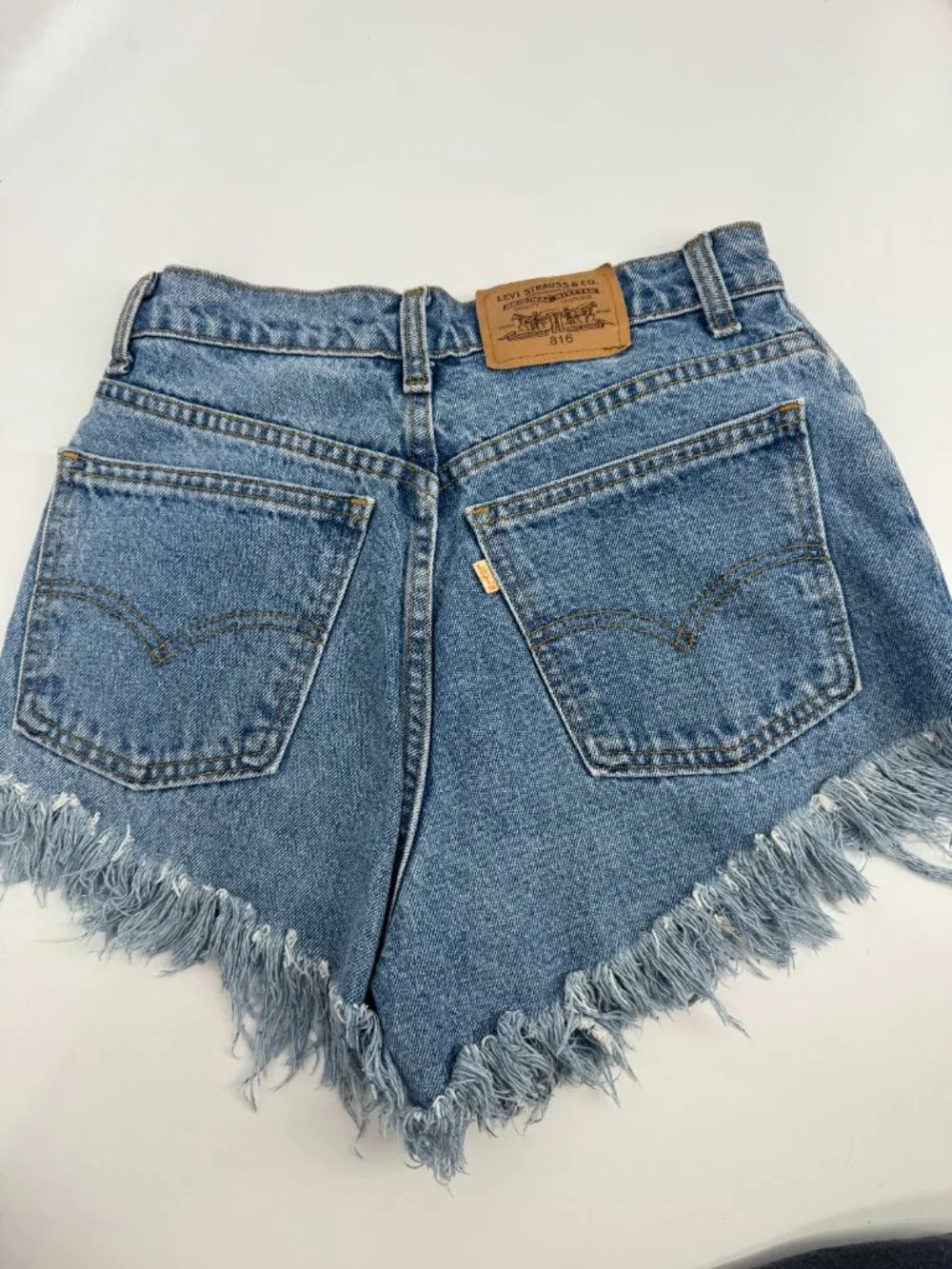 Levi’s 816 Biloxi Beach custom High-Waisted Orange Tab Denim Shorts - Size 10